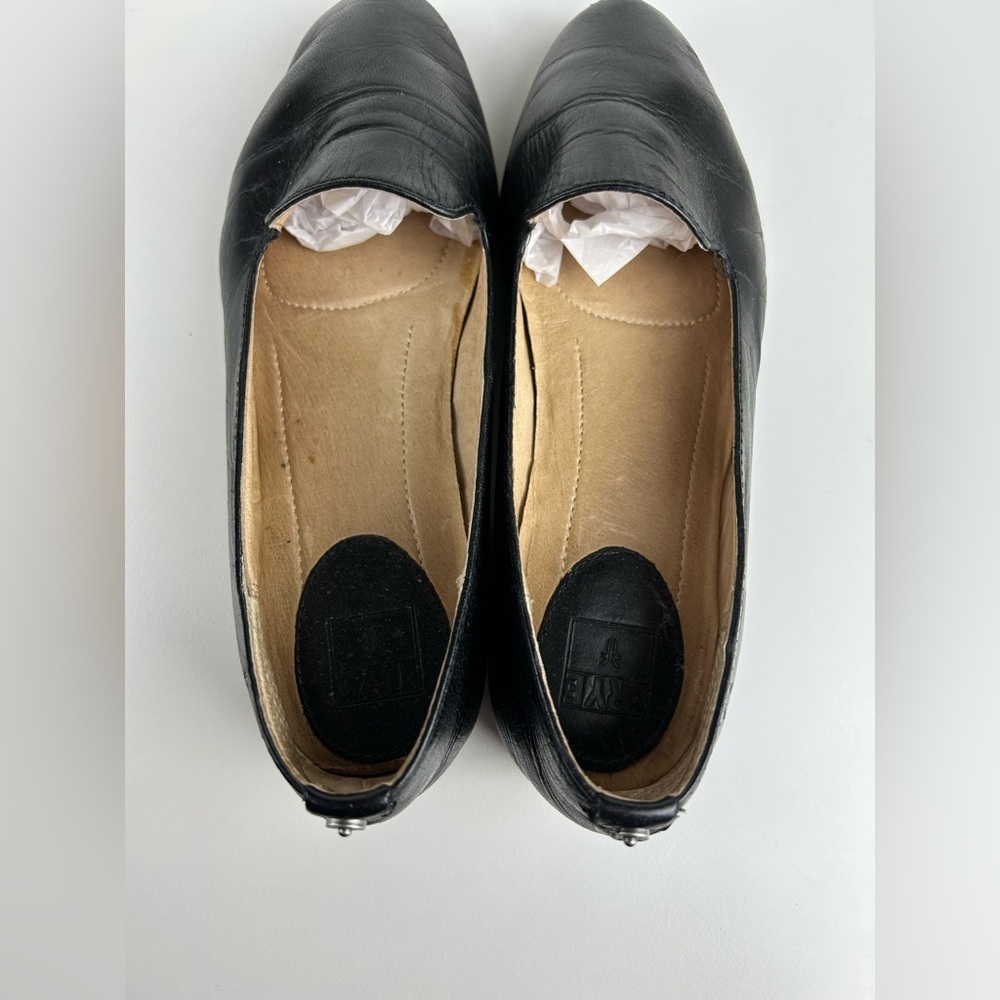 FRYE “TRACY SMOKING” BLACK LEATHER LOAFERS SIZE 7 - Picture 4 of 9